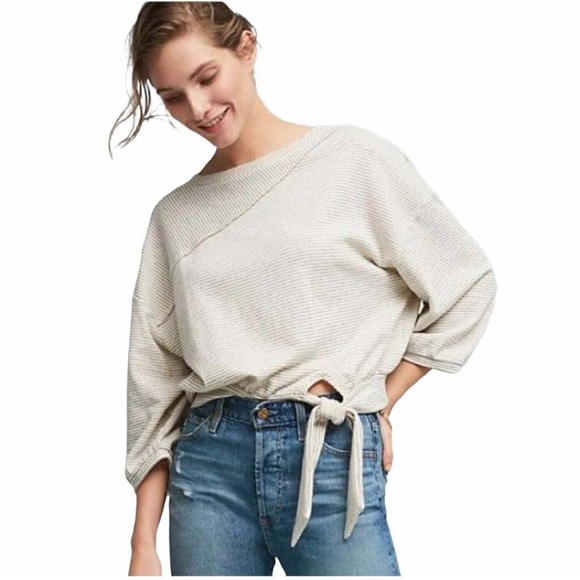 Anthropologie Tops - Anthropologie Postmark Bianca‎ Striped Tie Top Medium
